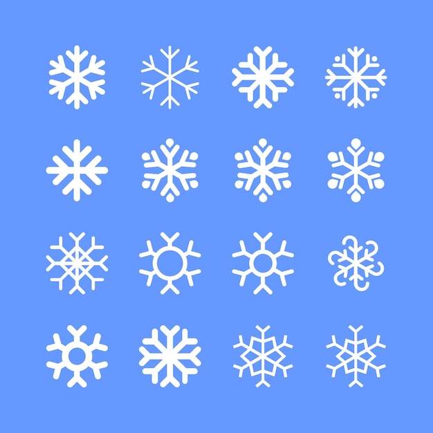 Snowflakes linear icon set