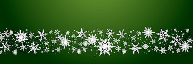 Vettore modello di lusso dei fiocchi di neve su sfondo verde. design moderno per materiale di sfondo di natale, inverno o capodanno, decorazione astratta del fiocco di neve per biglietto di auguri, banner di vendita