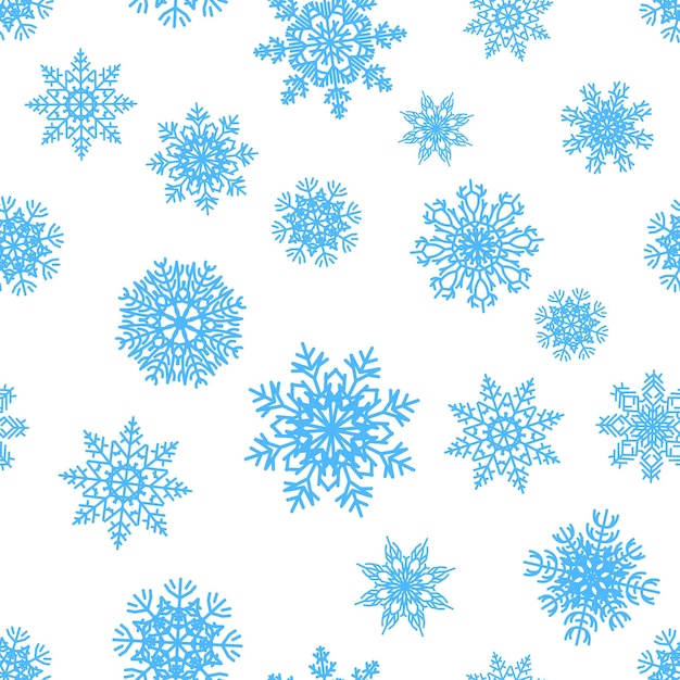눈송이 패턴 크리스마스 장식 원활한 질감 파란색 얼음 결정 섬유 및 인사말 카드에 대 한 눈 덮인 실루엣 새 해 포장지 템플릿 벡터 겨울 장식 배경