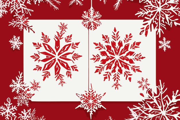 snowflakes on a red background