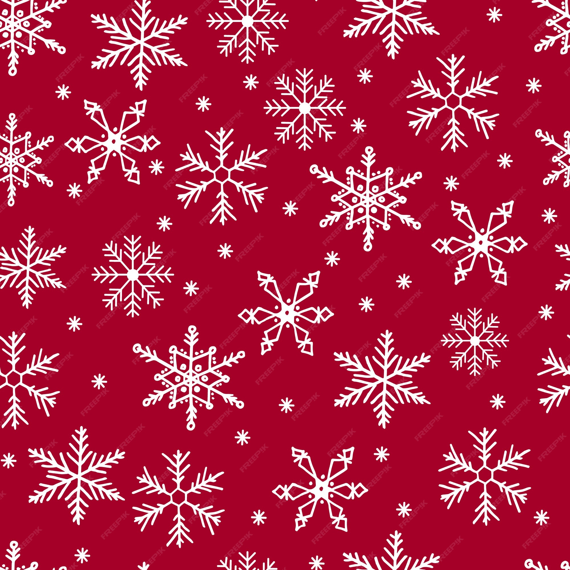 Premium Vector | Snowflakes seamless pattern. white snow on red ...