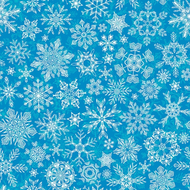 Vector snowflakes seamless pattern