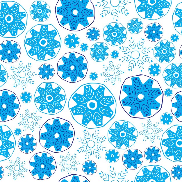 Vector snowflakes seamless pattern