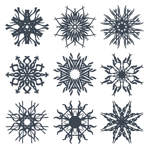 Vector snowflakes set 4