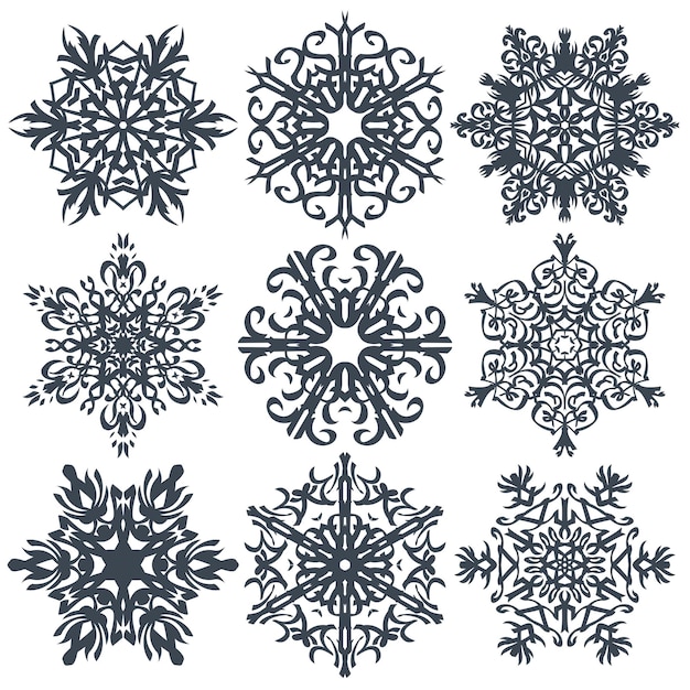 Vector snowflakes set 7