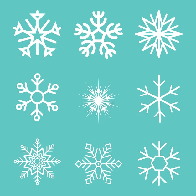 Snowflakes set in flat design