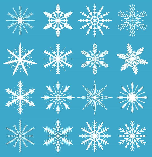 Set di fiocchi di neve icone. per lo sfondo di natale. illustrazione