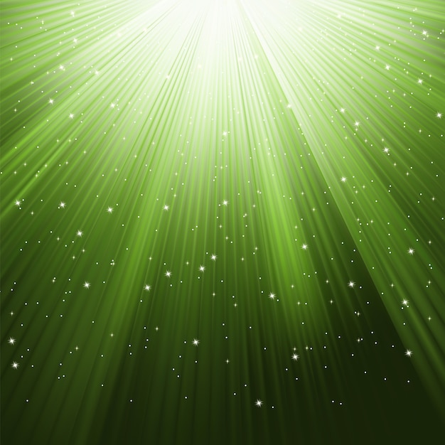 Snowflakes and stars descending on a path of green light.   file included