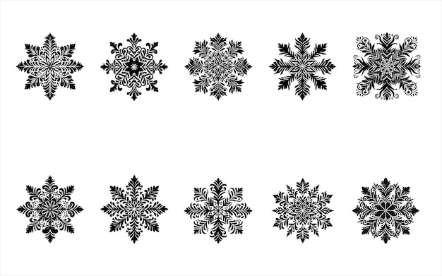 SNOWFLAKES STENCIL 10 DESIGN VECTOR ILLUSTRATIE