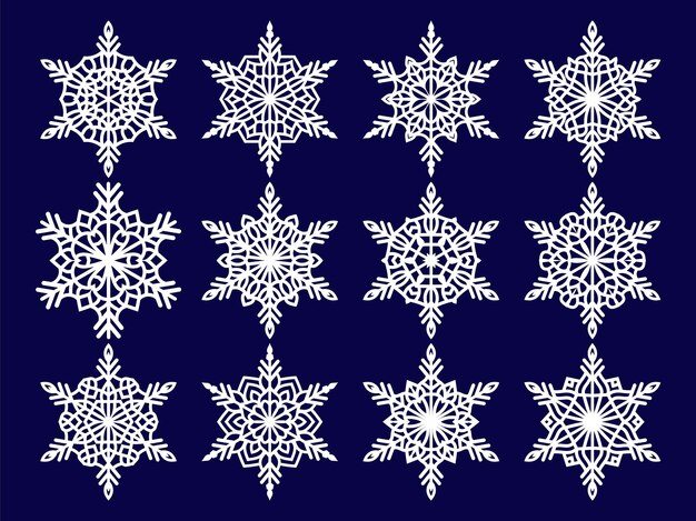 Вектор Набор значков тонкой линии снежинок, таких как набор простых значков снежинки снежинки снежинки