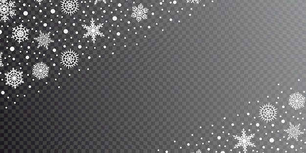 Snowflakes on transparent background winter