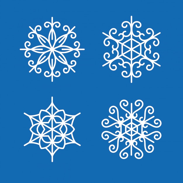 Vector snowflakes vector design decoration winter snow set