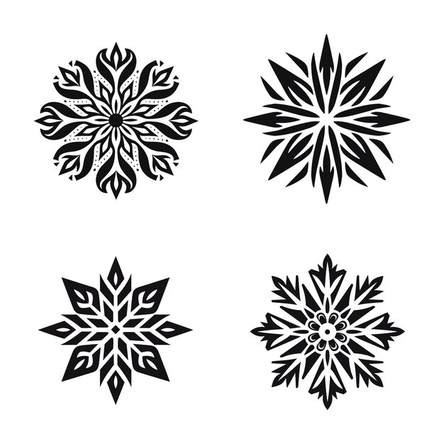 Snowflakes vector set isolated on white background