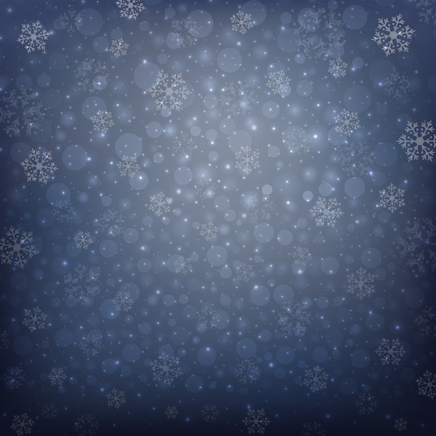 Snowflakes of winter christmas in dark blue background