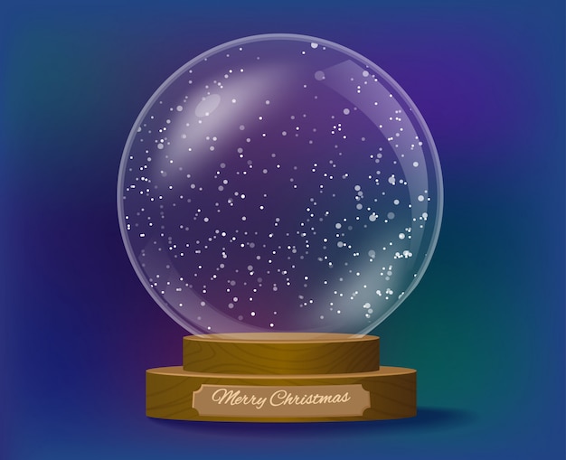 Regalo natalizio snowglobe con base in legno