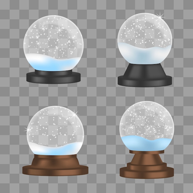 Snowglobe icons set, realistic style