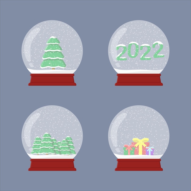 Vector snowglobes with christmas element and 2022