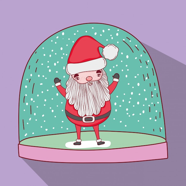 Snowing glass ball with santa claus