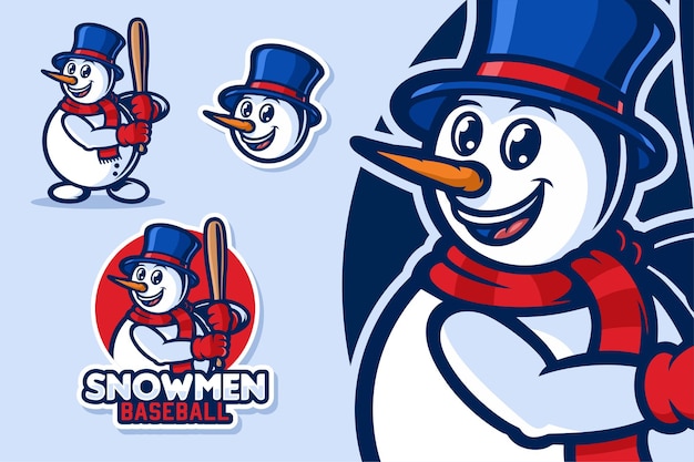 Vector snowman baseball mascot stock illustration vector