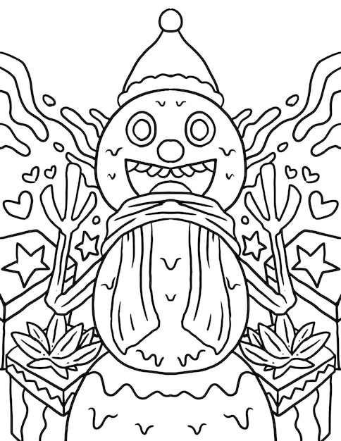 Snowman Christmas Doodle Coloring page