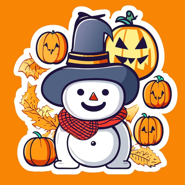 Snowman Christmas snowball Halloween hand drawn flat stylish cartoon sticker icon concept isolated