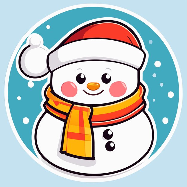 Snowman christmas snowball halloween hand drawn flat stylish cartoon sticker icon concept isolated