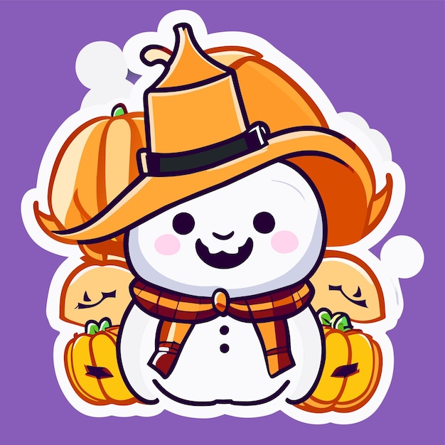 Snowman christmas snowball halloween hand drawn flat stylish cartoon sticker icon concept isolated