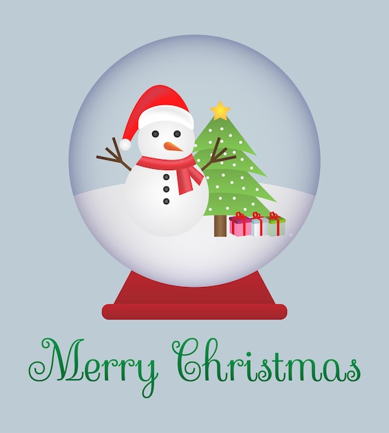 Snowman and Christmas Tree inside a Snow Globe