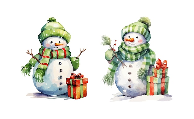 Snowman clipart isolated vector illustration