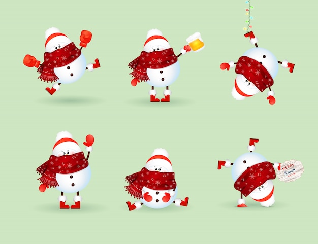 Snowman Collection. Snowman set isolated   illustration.