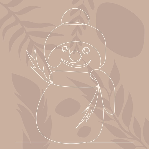 Vector snowman continuous line drawing vector sketch