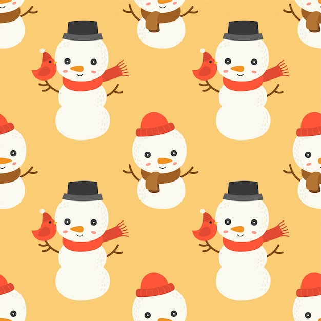 Снеговик редактируемые линии подробно, Рождество бесшовные шаблон темы, для использования в качестве обоев