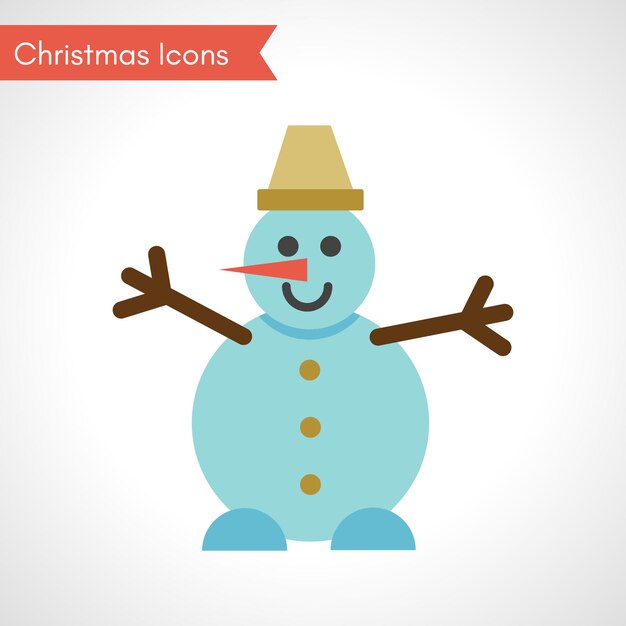 Snowman in flat style. Christmas Icon. Vector illustration