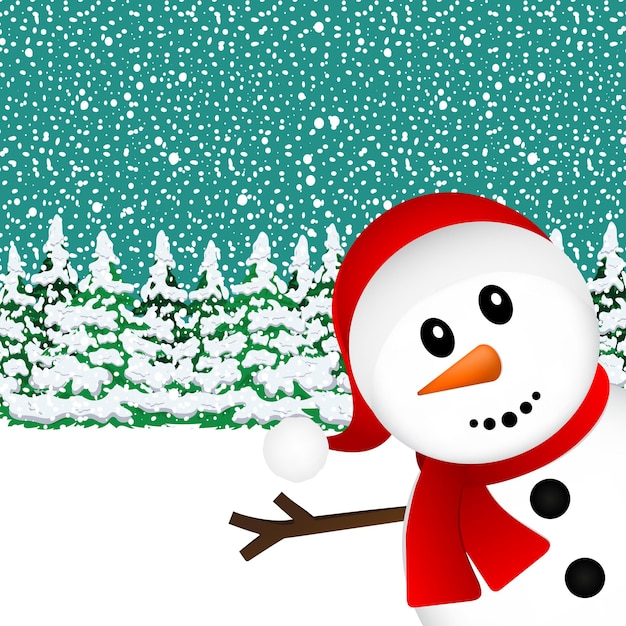 Snowman in the forest vector illustration holiday