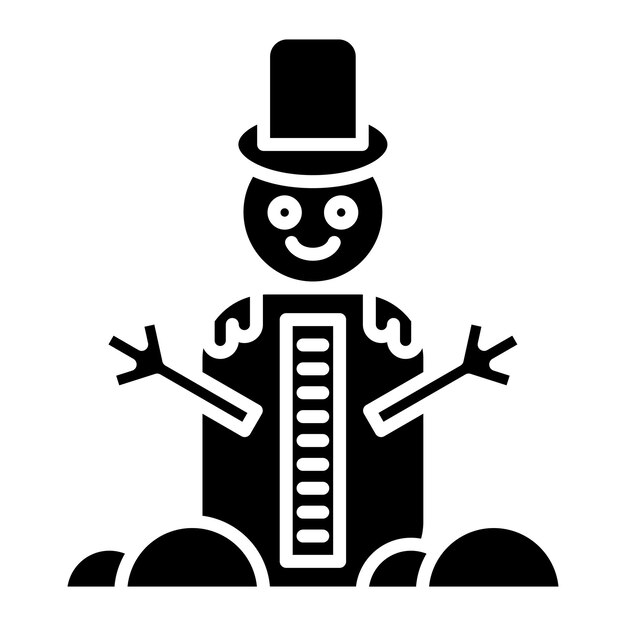 Snowman glyph solid black illustration