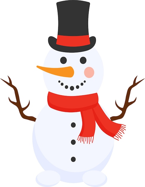 Snowman in a hat and scarf Vector illustration