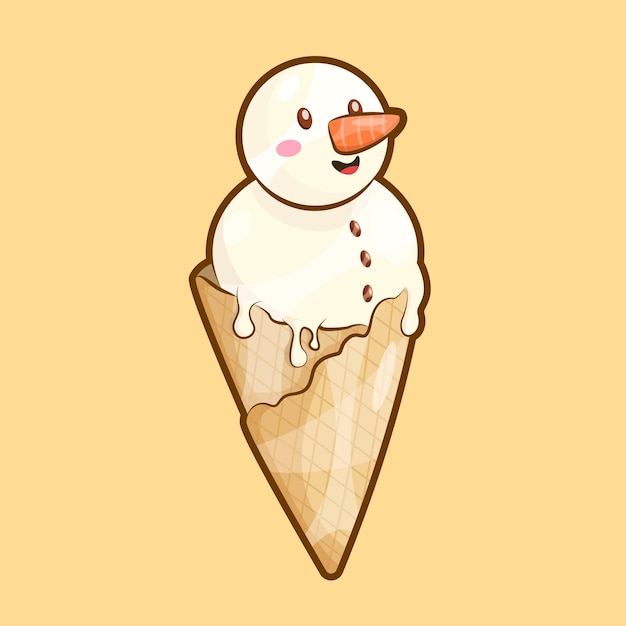 Vettore dell'illustrazione del gelato del pupazzo di neve