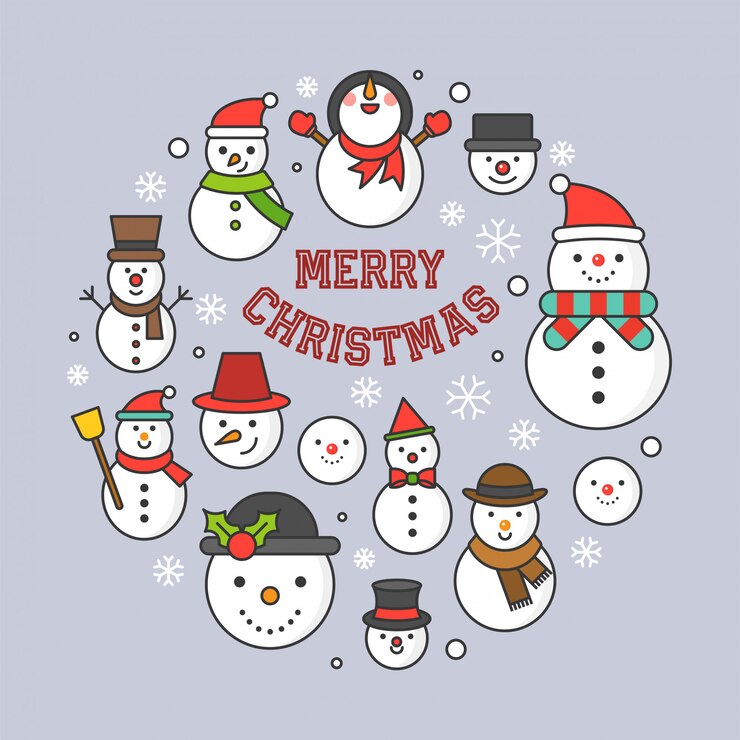 Vector snowman icon on background for christmas holidays