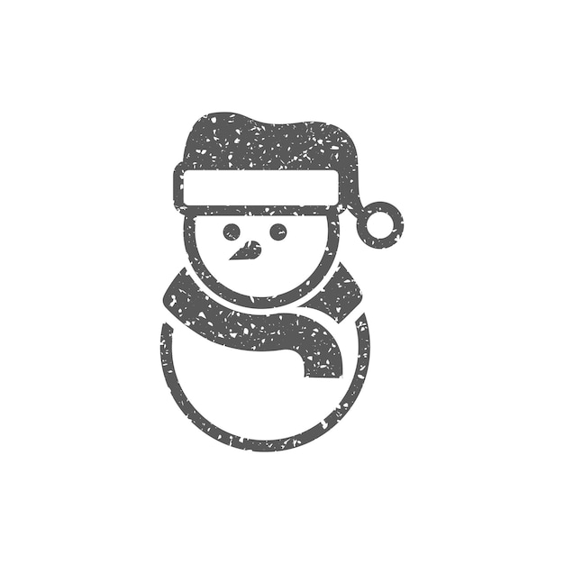Vector snowman icon in grunge texture vector illustration