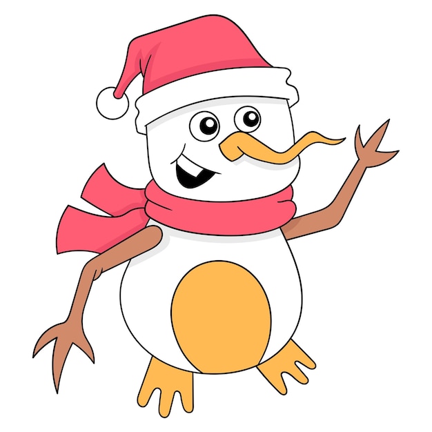 Snowman is smiling friendly greeting doodle icon image kawaii