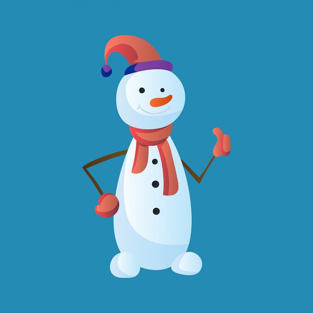 雪だるまのようなシルクハットとスカーフは、白い背景で隔離。冬のテーマ。キャラクターイラスト