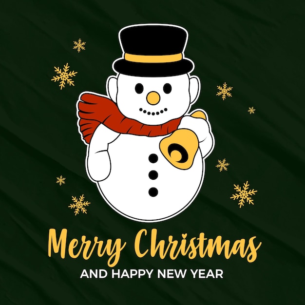 Vector snowman merry christmas greeting