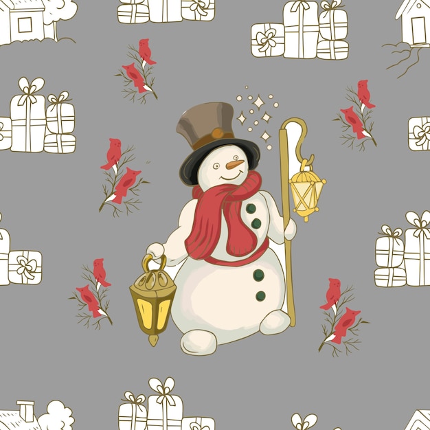 Snowman new year christmas graphic handdrawn illustration cute baby coloring