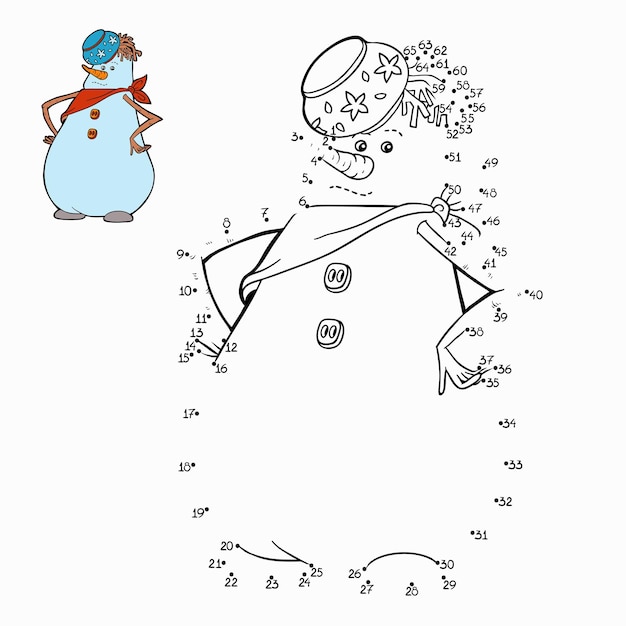 Игра с числами снеговика точка за точкой для детей