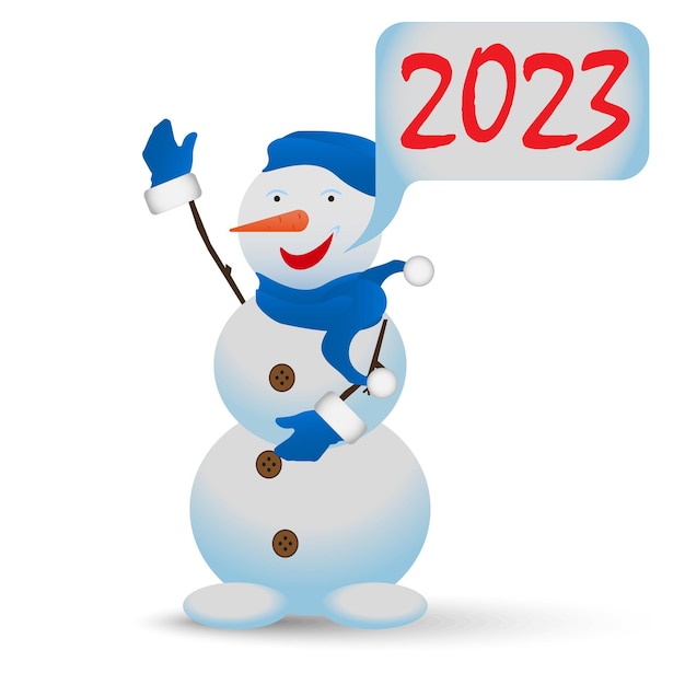 白い背景の上の雪だるま 2023