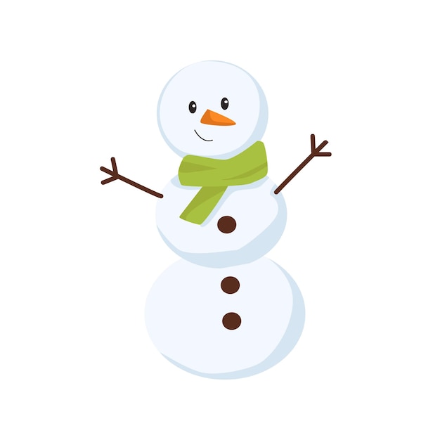 Vector a snowman in a scarf vector cartoon illustration on a white background