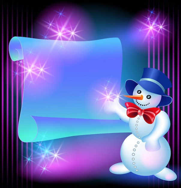 Snowman and scroll for text