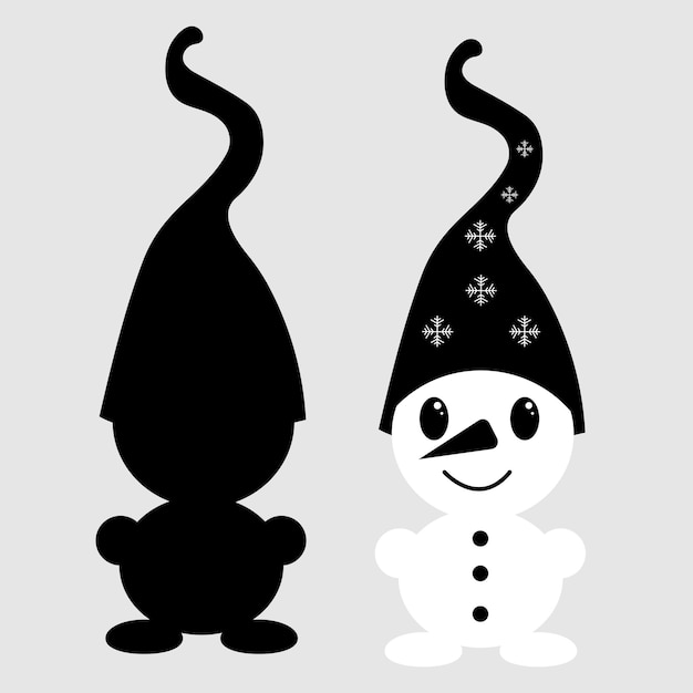 Snowman silhouette vector on white background