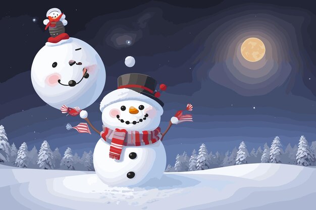 snowman and snowman in the snow