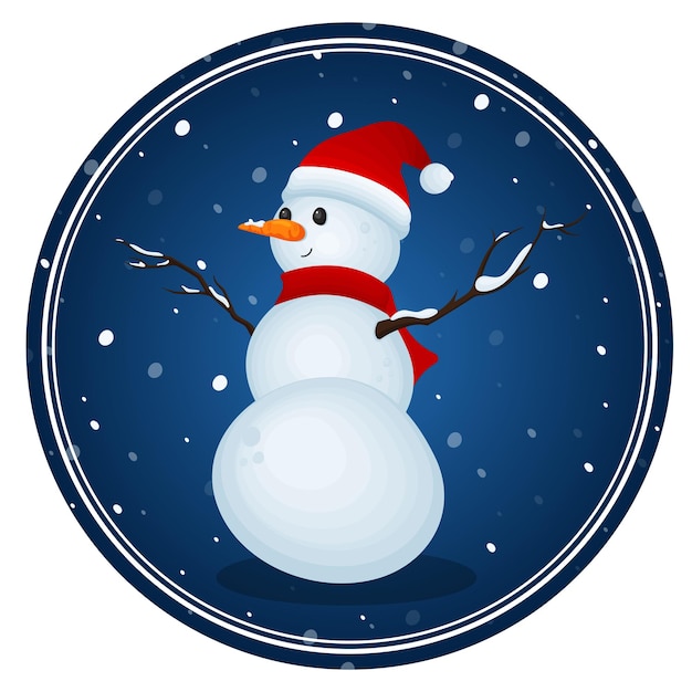 Snowman, sticker, tag. Vector illustration